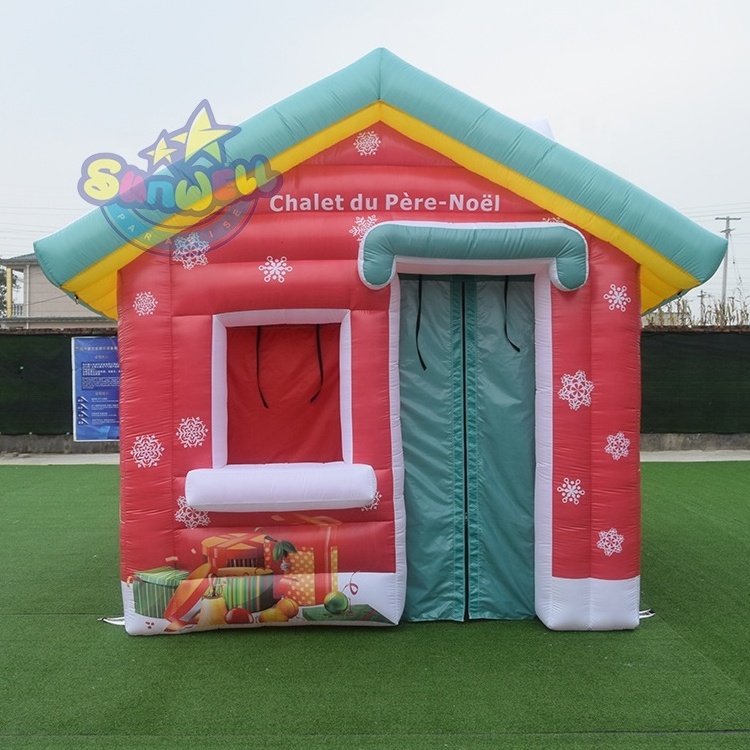 2024 Merry Christmas Ornament Snow Inflatable House Tent Inflatable Santa House For Decoration