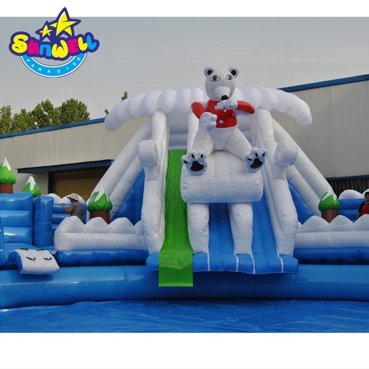 Giant inflatable amusement water park slides with swimming pool inflatable water slides for sale