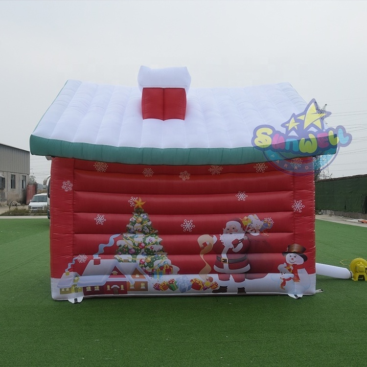 2024 Merry Christmas Ornament Snow Inflatable House Tent Inflatable Santa House For Decoration