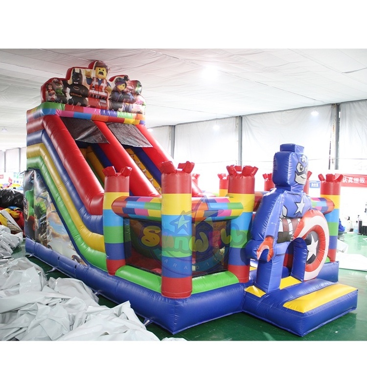 Commercial Building Blocks Bouncer Combo Inflatable Jumping Bouncy Castle With Slide Legoing Bounce House For Kids