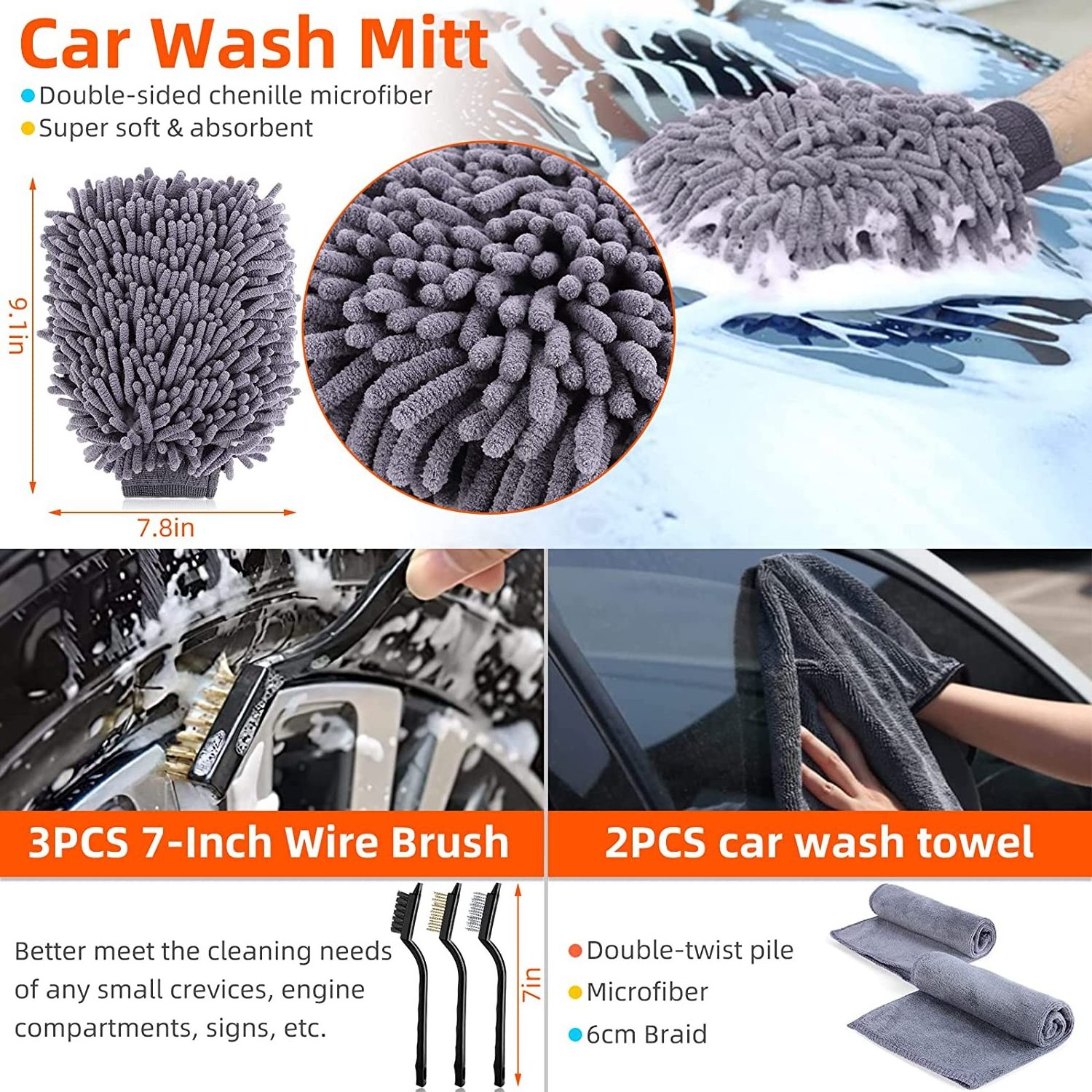 Car Cleaning Accessories Car Beauty Cleaning Tools Tire Details Brush Cleaning Set