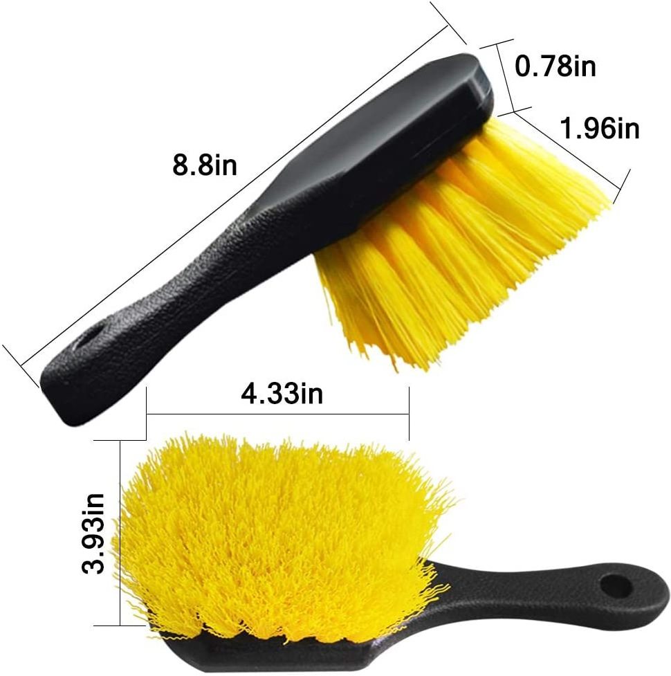 Wholesale Soft Short Handle Bristle 2 Set Car Wash Brush Cleaning Auto Wheel & Tire Cleaner Brush for Easy Scrubbing