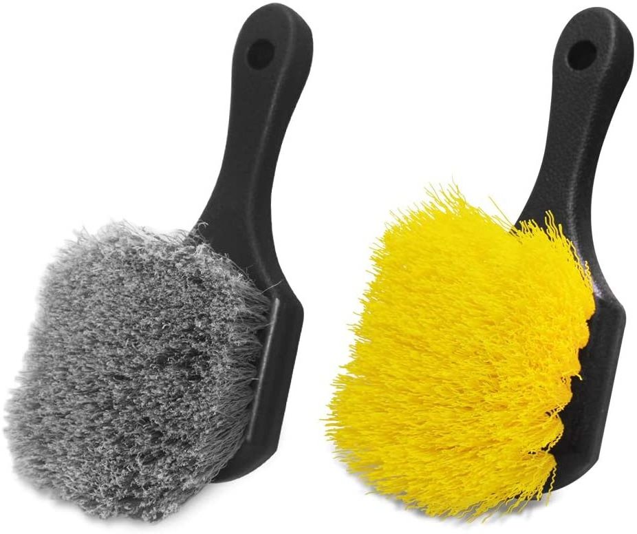 Wholesale Soft Short Handle Bristle 2 Set Car Wash Brush Cleaning Auto Wheel & Tire Cleaner Brush for Easy Scrubbing