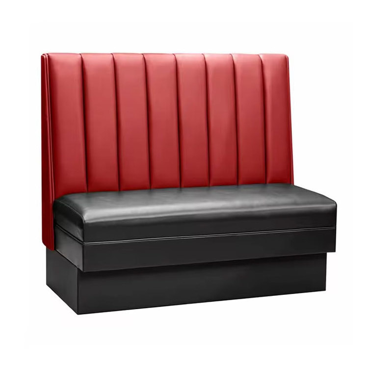 Black Channel Back Upholstered Booth Double Seater Bench seating for Restaurant Sets