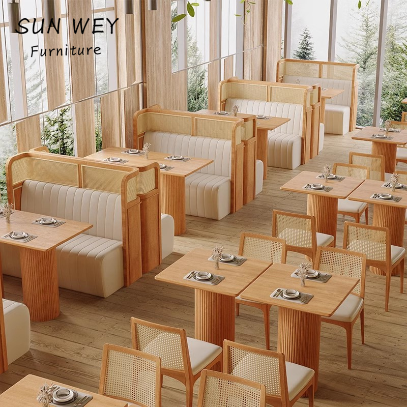 Nordic Restaurant Furniture Cafe Furniture Half Round Booth and Round Table Restaurant Chair Bench with Table Sets