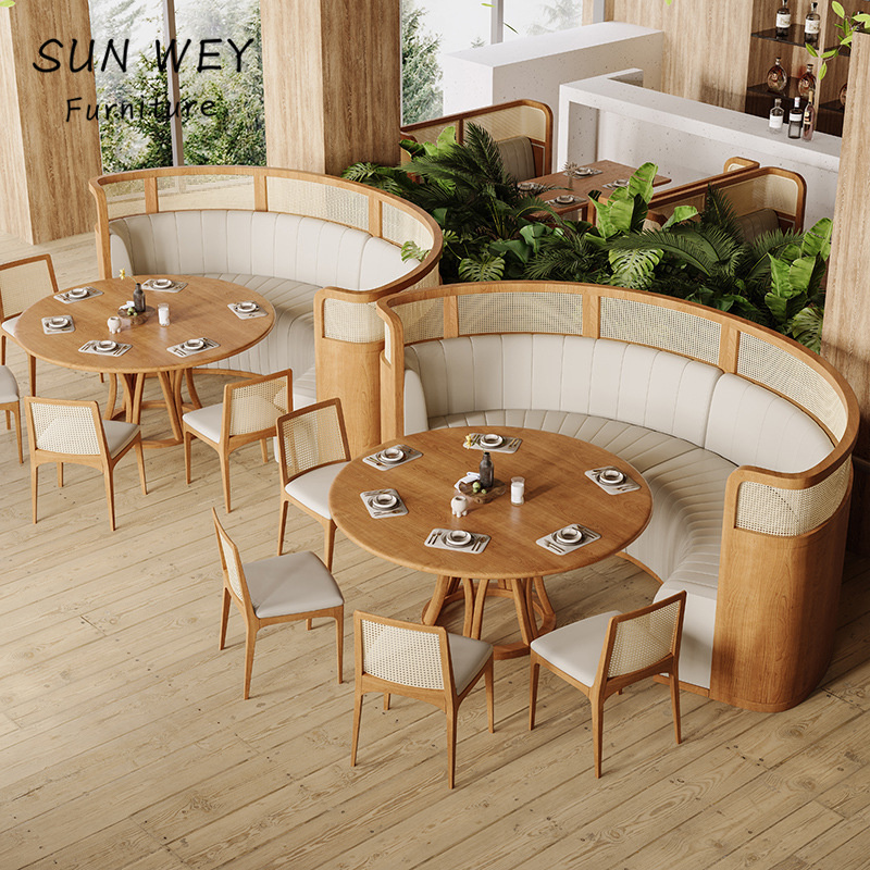 Nordic Restaurant Furniture Cafe Furniture Half Round Booth and Round Table Restaurant Chair Bench with Table Sets