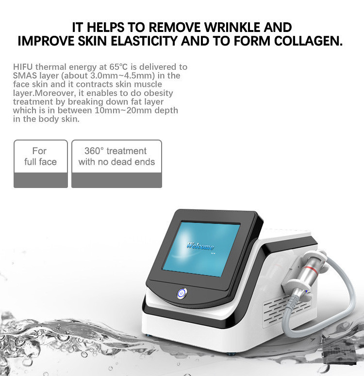 Mini HIFU 3.0mm 4.5mm cartridge korea portable 2 in 1 ultra hifu face and body slimming anti-wrinkle machine