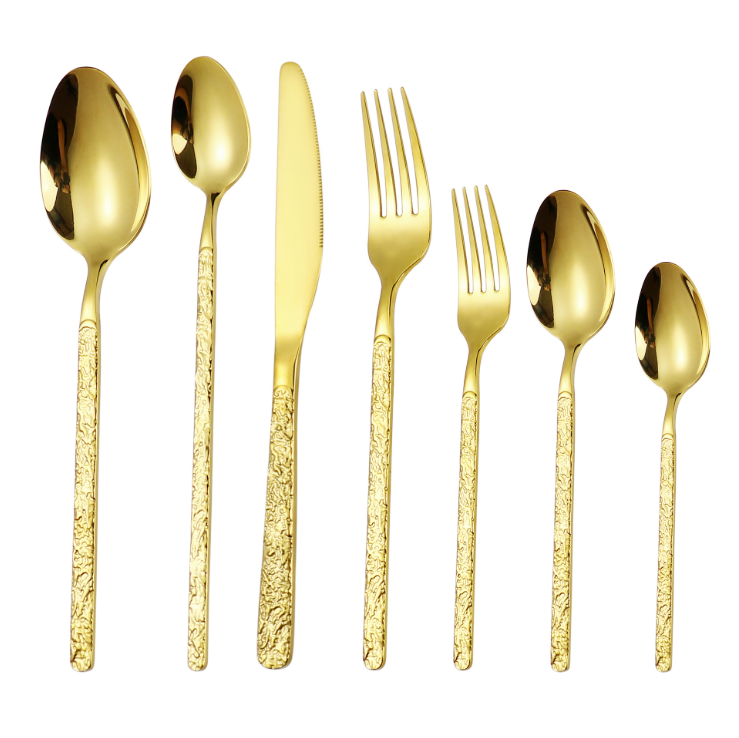 Luxury Mirror polish gold cutlery for wedding customize logo 18/10 Stainless Steel Golden cutlery set