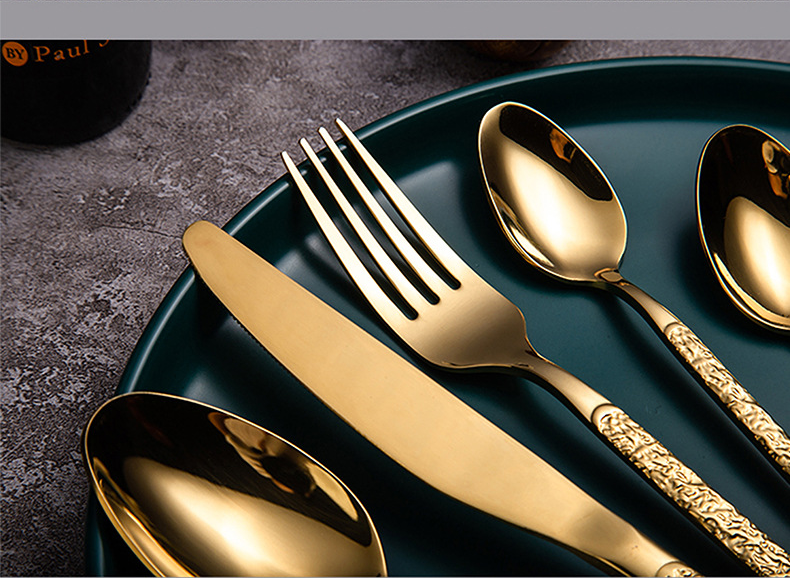 Luxury Mirror polish gold cutlery for wedding customize logo 18/10 Stainless Steel Golden cutlery set