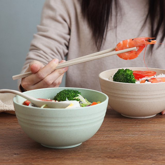 Eco friendly 100% Biodegradable Disposable Plastic salad bowl Ramen bowl Wheat Straw Bowl