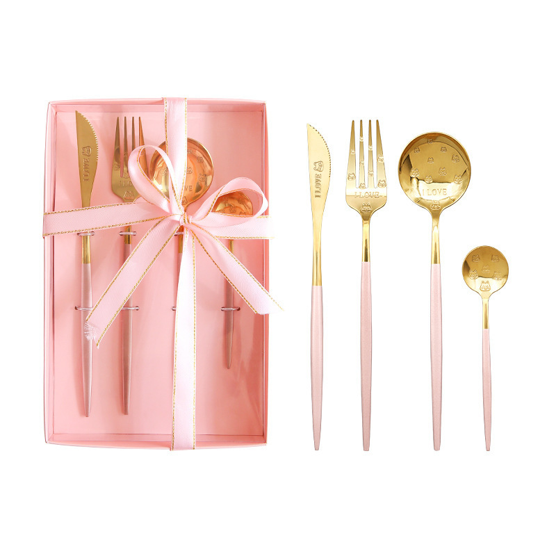 New Cutipol Goa Gold Black Wedding Gift Portugal Brass Flatware Set Stainless Steel Gold Pink Wedding Cutlery with Gift Box