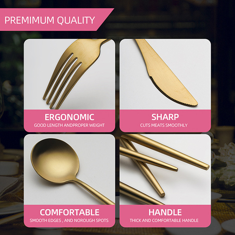 Amazon Top Seller 2022 Gold Plated Cutipol Stainless 304 Cutlery Dinner Knife Fork Spoon Set Flatware