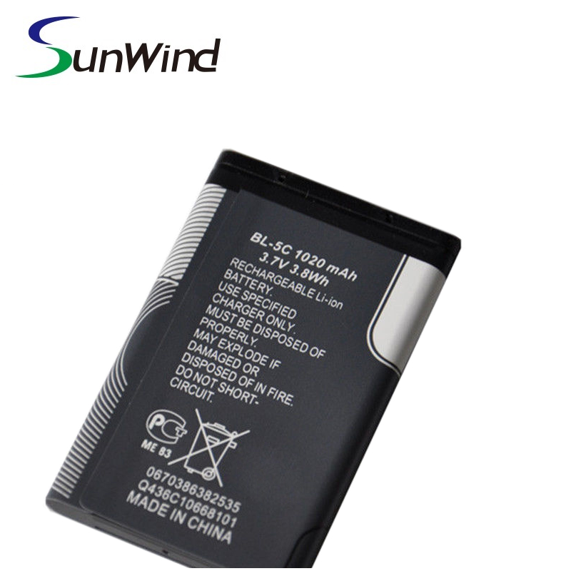 Rechargeable Mobile Phone Battery for Nokia BL-5C Battery 1200 1208 1600 1650 105 106 E60 N70 N9 BL 5C 3.7V 1050mah