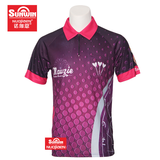 Supplier Cheap Custom dart jersey sublimation dart shirts with pocket for custom dart shirt