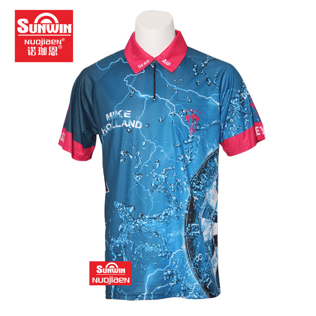 Supplier Cheap Custom dart jersey sublimation dart shirts with pocket for custom dart shirt