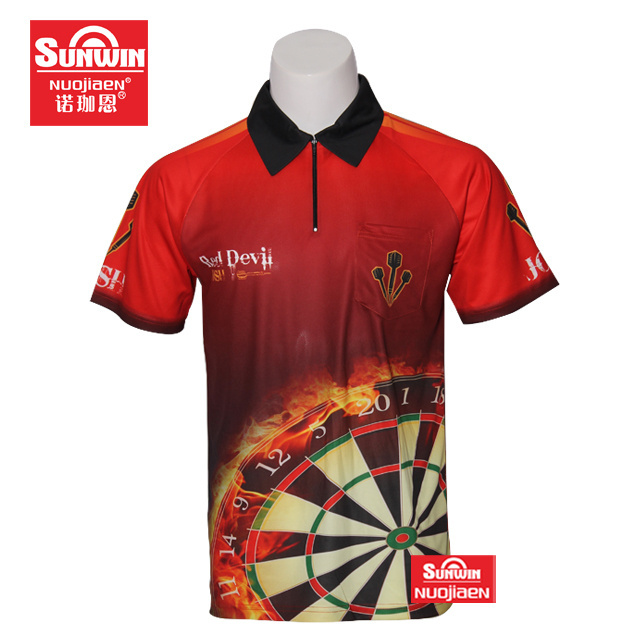 Supplier Cheap Custom dart jersey sublimation dart shirts with pocket for custom dart shirt