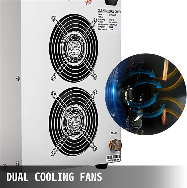 8.5L 1400W Industrial Water Chiller 0.93HP Water Cooling System CW5200DG Water Cooler Cools 5200 BTU/Hour