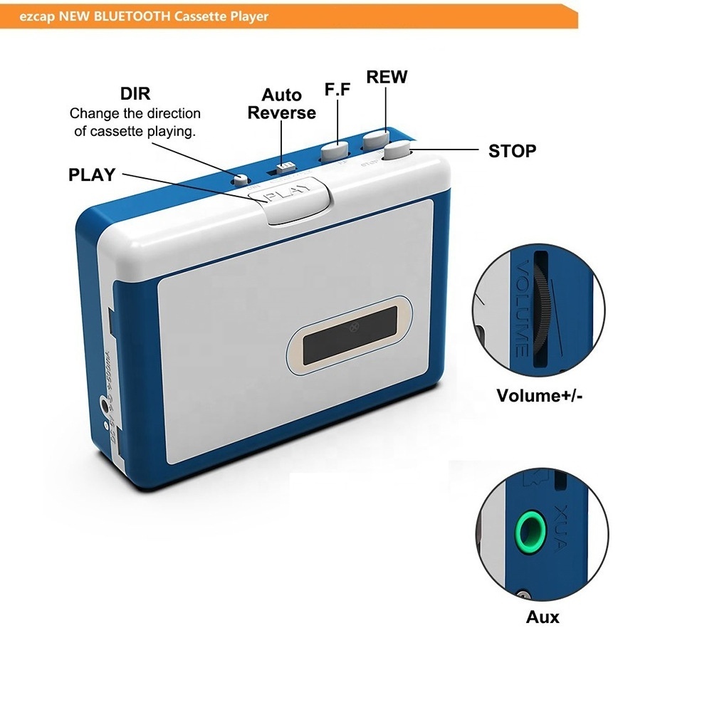 BT transmitter Cassette Recorder Player Mechanism Automatic Tape Machine With 3.5mm Microphone Earphone Tape Player