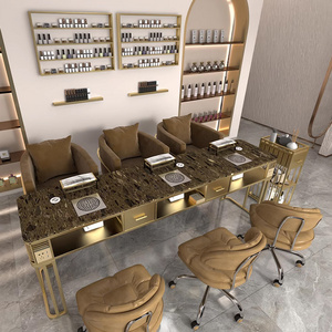 Nail Technician Table Tables And Chairs Sets Nails Set Luxury Marble For Salon Furniture Manicure Lamps Lamp