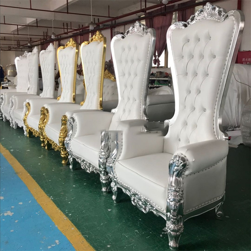 Factory Metal King Throne Chair Crown Queen European Solid Wood High Back Wedding Chair Hotel Mermaid Stainless Steel Chair