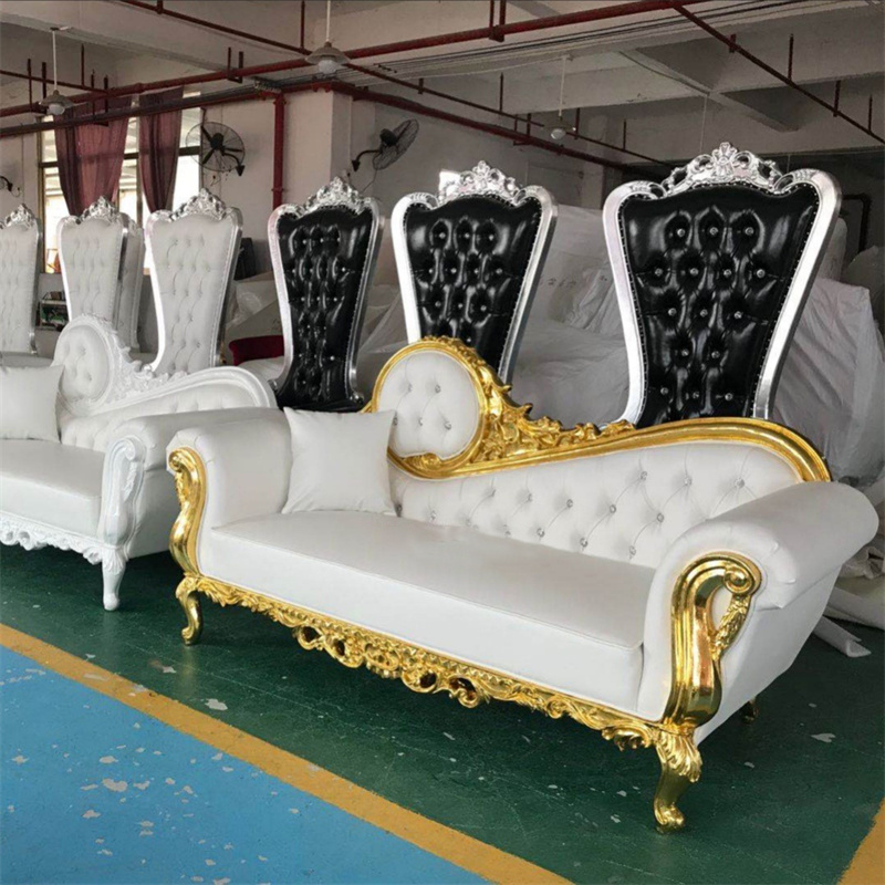 Factory Metal King Throne Chair Crown Queen European Solid Wood High Back Wedding Chair Hotel Mermaid Stainless Steel Chair