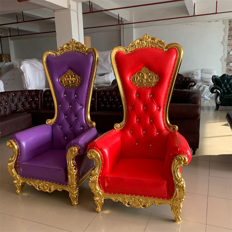 Factory Metal King Throne Chair Crown Queen European Solid Wood High Back Wedding Chair Hotel Mermaid Stainless Steel Chair