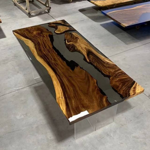 High Quality hotel furniture live edge slab Solid Walnut Wood river coffee Table Epoxy Resin Dining Table