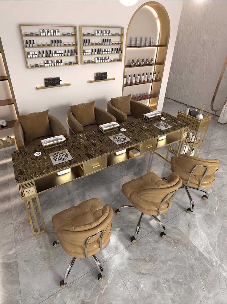 Nail Technician Table Tables And Chairs Sets Nails Set Luxury Marble For Salon Furniture Manicure Lamps Lamp