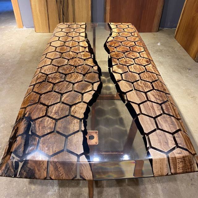 High Quality hotel furniture live edge slab Solid Walnut Wood river coffee Table Epoxy Resin Dining Table