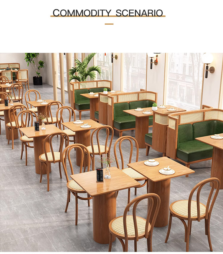 Japanese solid wood rattan card sofa restaurant chair  combination semi-circle card customization wooden  bar table