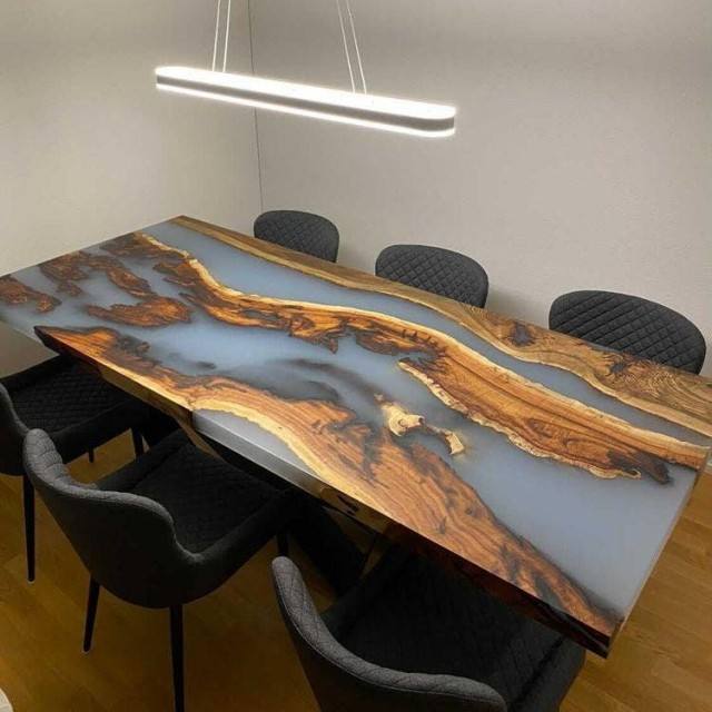 High Quality hotel furniture live edge slab Solid Walnut Wood river coffee Table Epoxy Resin Dining Table