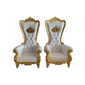 Factory Metal King Throne Chair Crown Queen European Solid Wood High Back Wedding Chair Hotel Mermaid Stainless Steel Chair