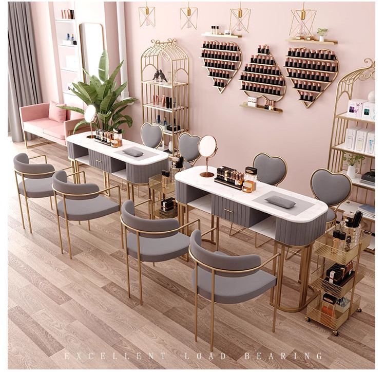 Nails Supplies Salon Table Nail Tables With Dust Collector Cheap Exhaust Fan Pink Manicure Portable Double Art Mat Furniture