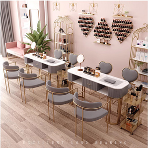 Nails Supplies Salon Table Nail Tables With Dust Collector Cheap Exhaust Fan Pink Manicure Portable Double Art Mat Furniture