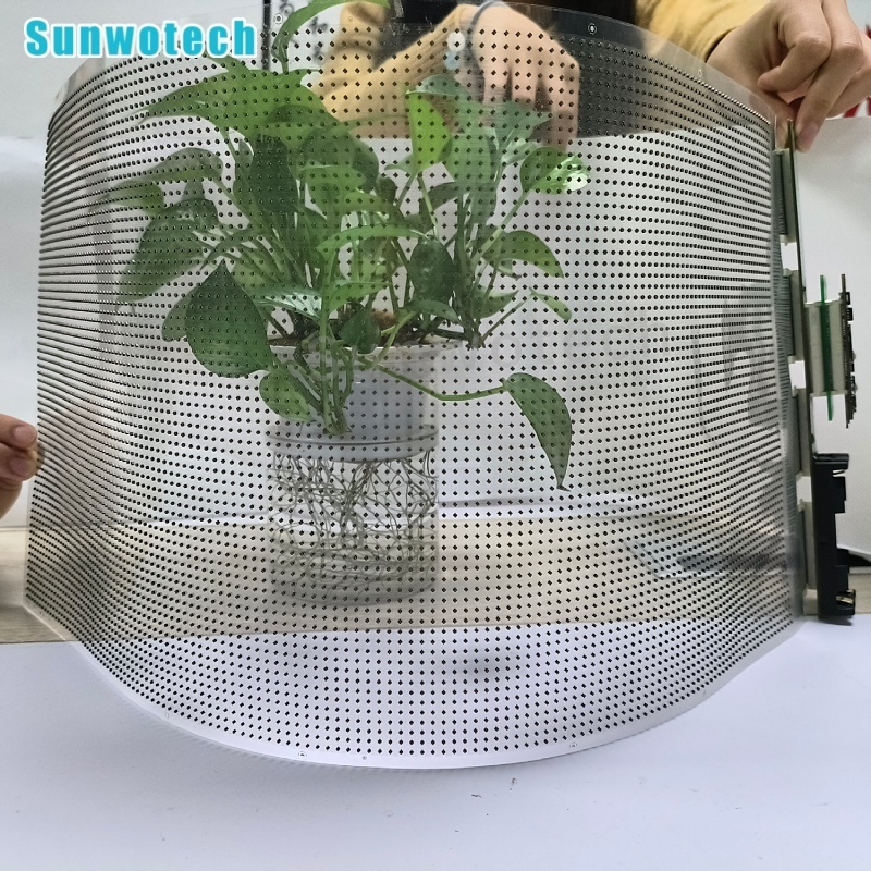 Sticky Flexible LED Display Adhesive Transparent Flexible LED Film Screen for Glass Decorative Transparent LED Film