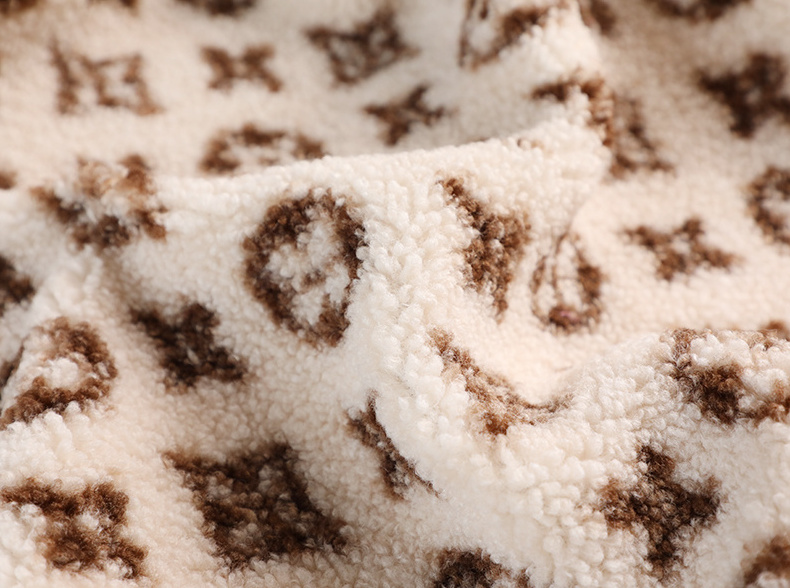 Single side hot pattern printed fleece fabric accepted polyester lamb wool sherpa fabric