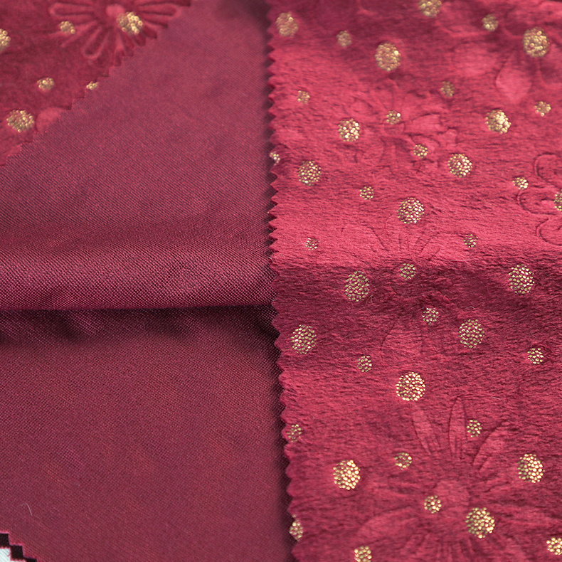 Bronzing Floral Single Side Super Soft Net Velvet Seersucker Ladies Fabric For Upholstery