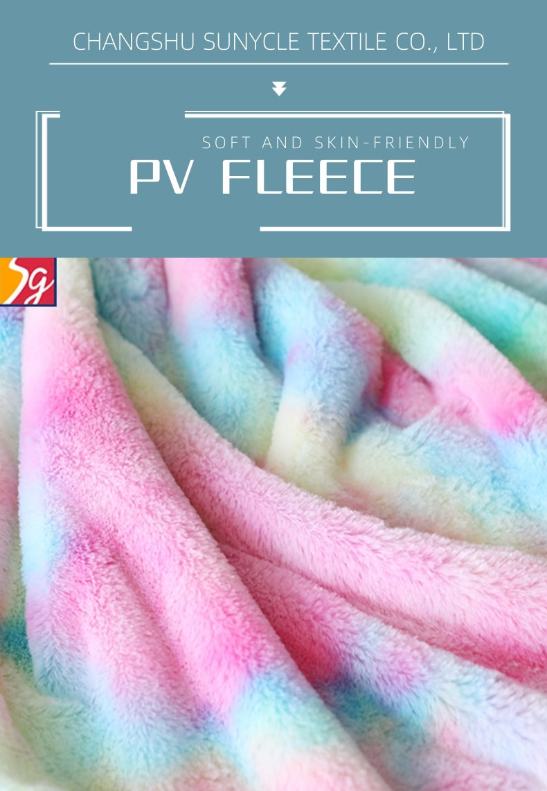 Custom Heavyweight Tie Dye Printed Pv Fleece Synthetic Rabbit Faux Fur Polyester Fabric