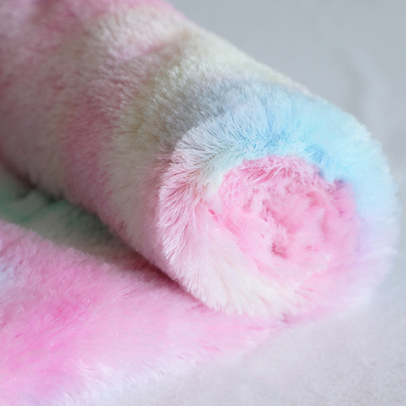 Custom Heavyweight Tie Dye Printed Pv Fleece Synthetic Rabbit Faux Fur Polyester Fabric