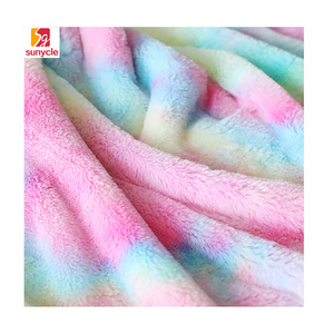 Custom Heavyweight Tie Dye Printed Pv Fleece Synthetic Rabbit Faux Fur Polyester Fabric