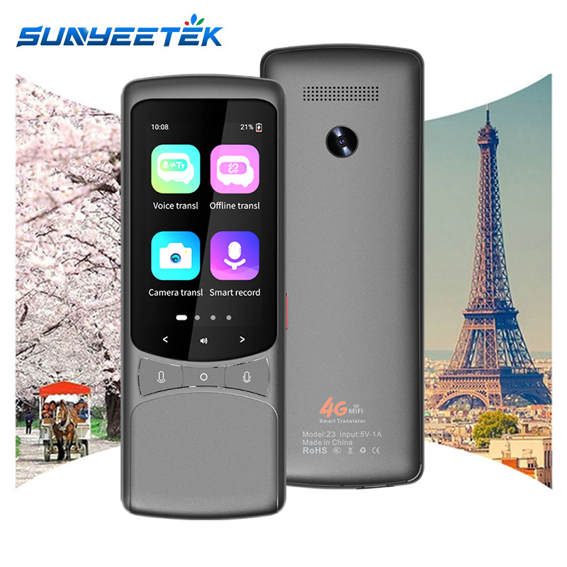 Sunyeetek Z3 Language Translator Voice Translate 135 Languages 4G/WiFi/SIM Offline Translation Multi-Language Translator