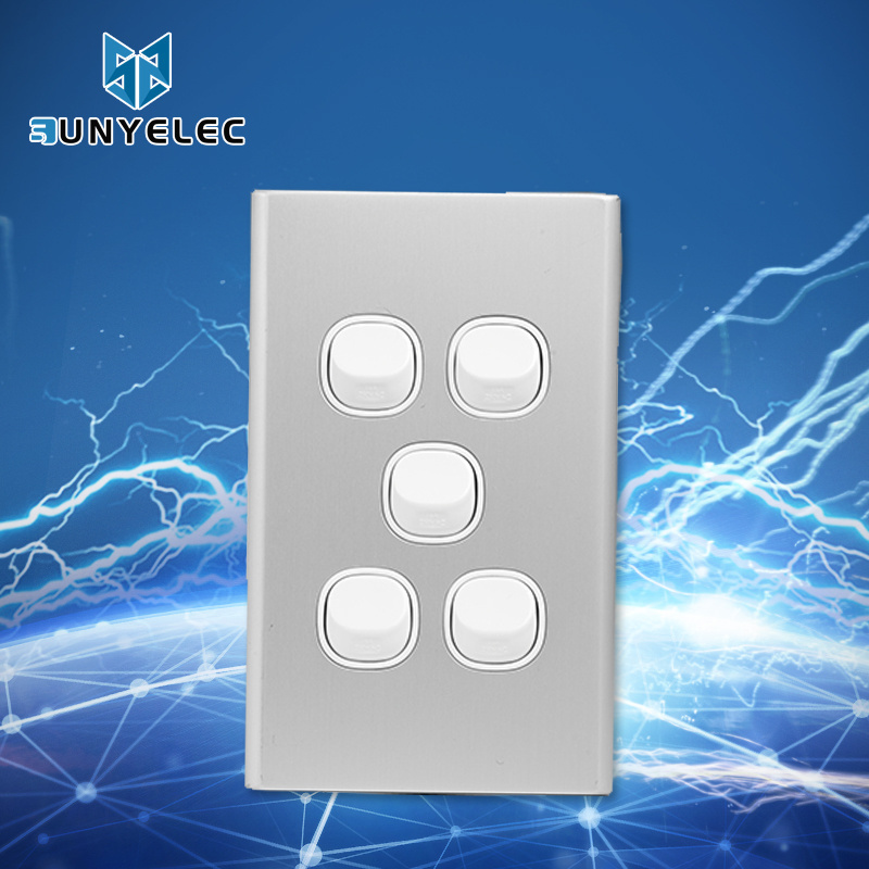 OEM/ ODM Factory Made Design Own Brand Mass 5 Gang Australian Standard Electrical Wall Switch Plate