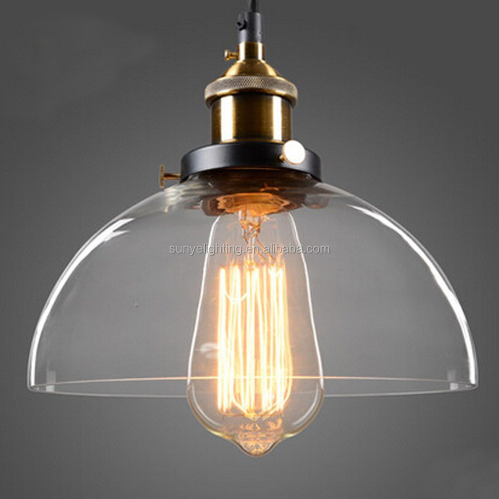 Half-Globe Vintage Industrial Ceiling Lamp,Clear Glass pendant lighting for kitchen island Loft Shade Fixture