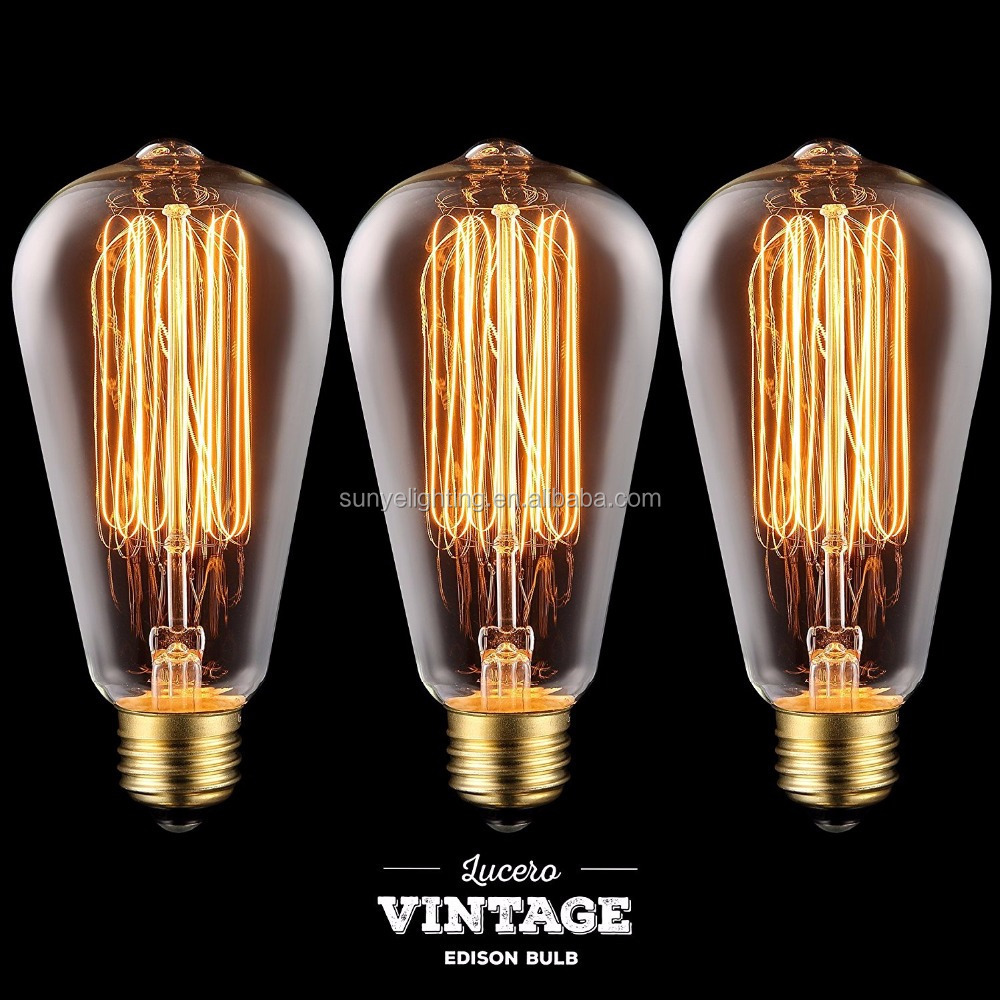 Edison Bulb ST64 60W Dimmable-Clear Glass Old Fashioned Light Bulbs with Antique Thomas Edison Style