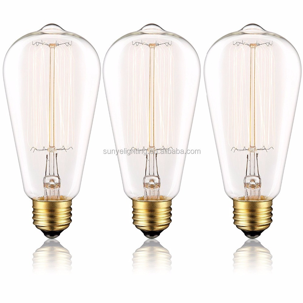 Edison Bulb ST64 60W Dimmable-Clear Glass Old Fashioned Light Bulbs with Antique Thomas Edison Style