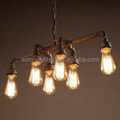 Industrial Pipe Chandeliers lights with 6 lights, Traditional High quality Max 360W Metal Fixture pendant lights