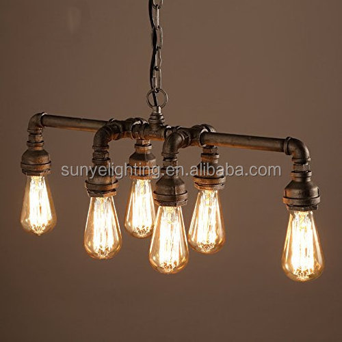 Industrial Pipe Chandeliers lights with 6 lights, Traditional High quality Max 360W Metal Fixture pendant lights