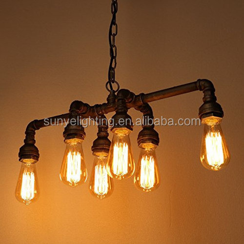 Industrial Pipe Chandeliers lights with 6 lights, Traditional High quality Max 360W Metal Fixture pendant lights