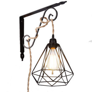 Pendant Light Kit with Switch Vintage Lamp Cord with 15FT Twisted Hemp Rope E26 Socket Plug in DIY Hanging Lighting Fixture