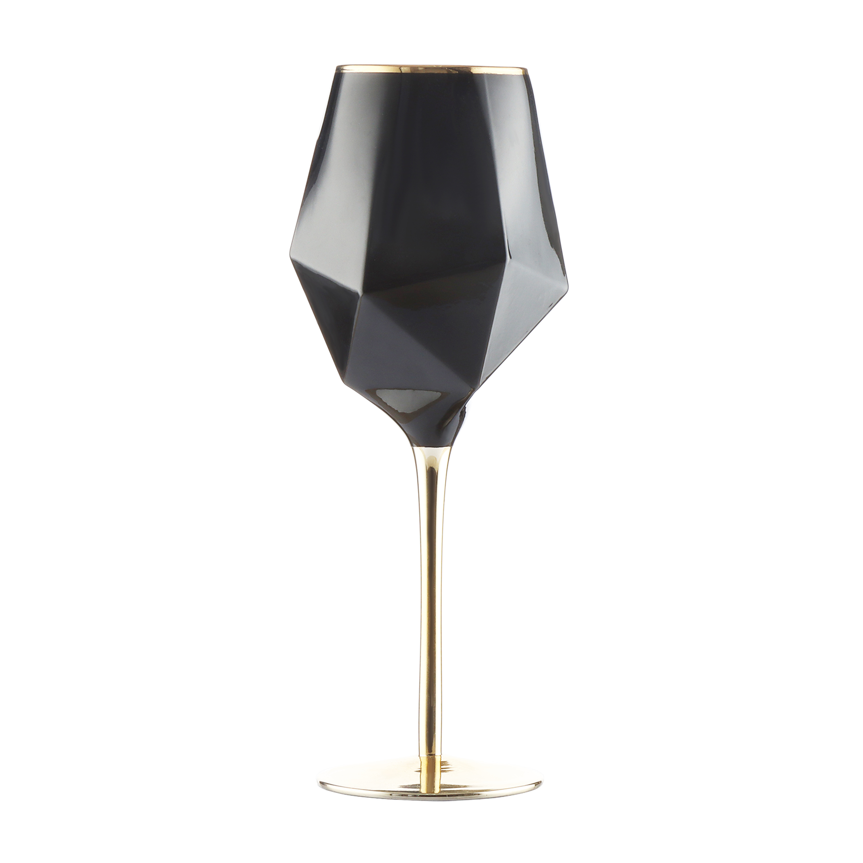 Solid Black Color Wine Glasses With Gold Rim Glass Wine Set of 4 Champagne Glass Tumbler Glass